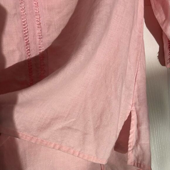 Edward Irish Linen Light Pink Top Size Medium - Picture 8 of 10